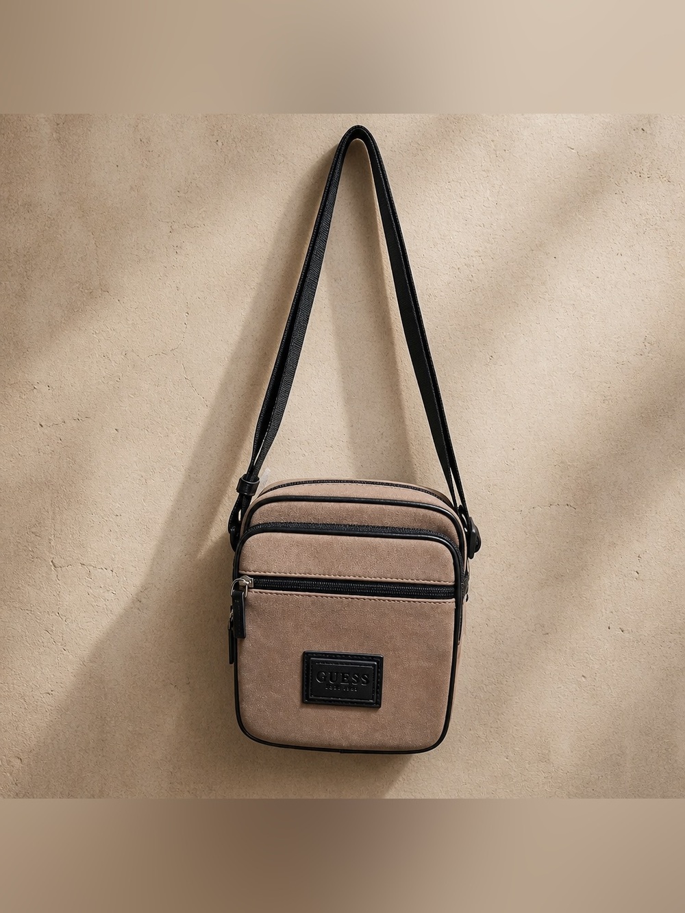 GUESS Tan & Black Crossbody Bag Adjustable Strap NWT